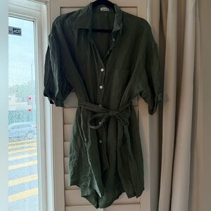 Vitamin A Green Linen Coverup Romper